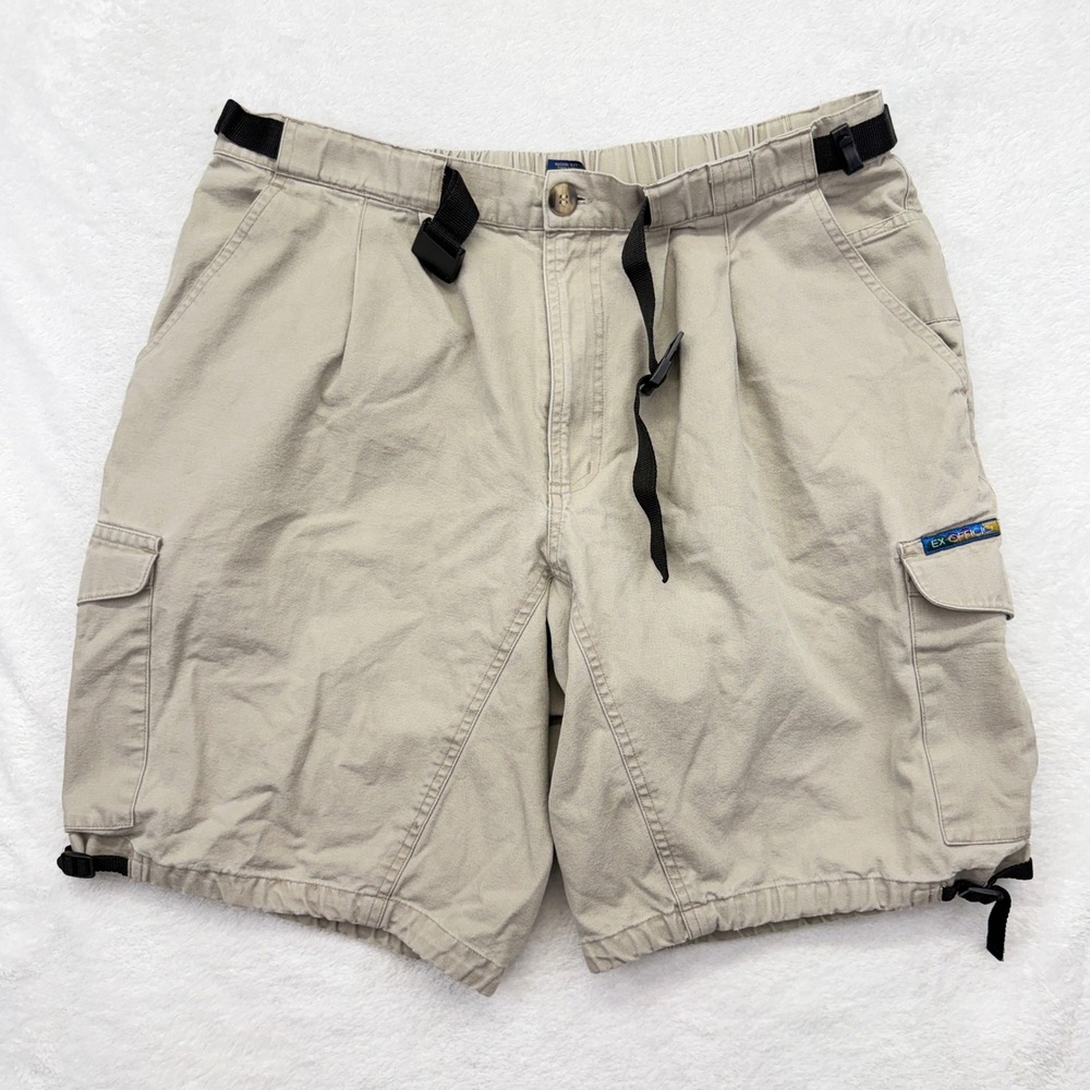 ExOfficio Cargo Shorts Mens XL Tan 1200 Cotton Canvas Belted Hiking Outdoor 3032